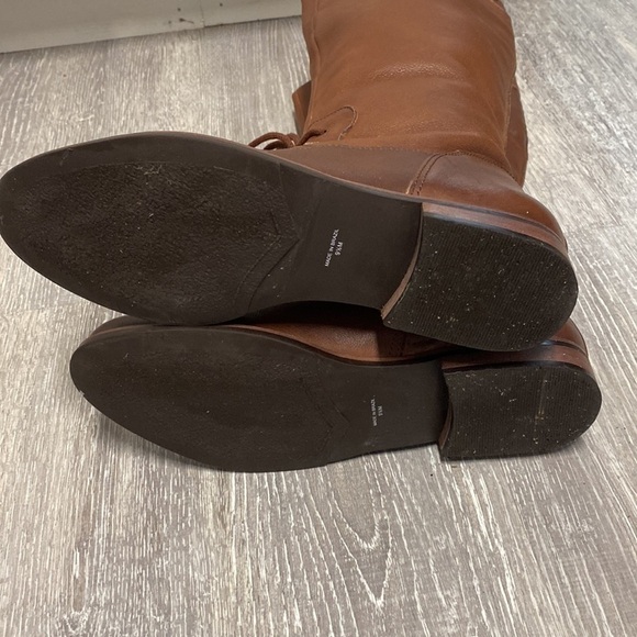 ❌SOLD❌Matisse Cognac Tall Leather with Lace Up Riding Boots Wide Stretch Leg - Picture 16 of 17